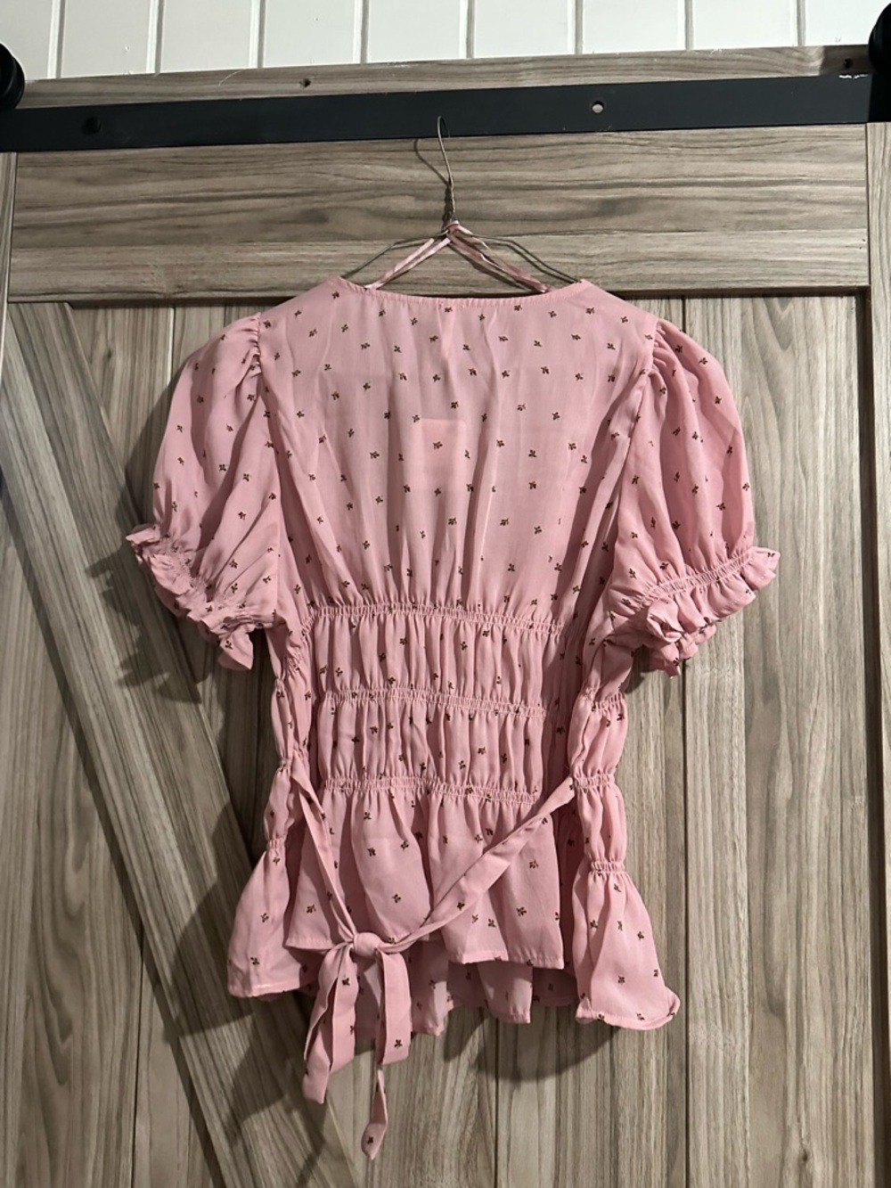 Free People Pink Smocked Peasant Blouse - Picture 2 of 3